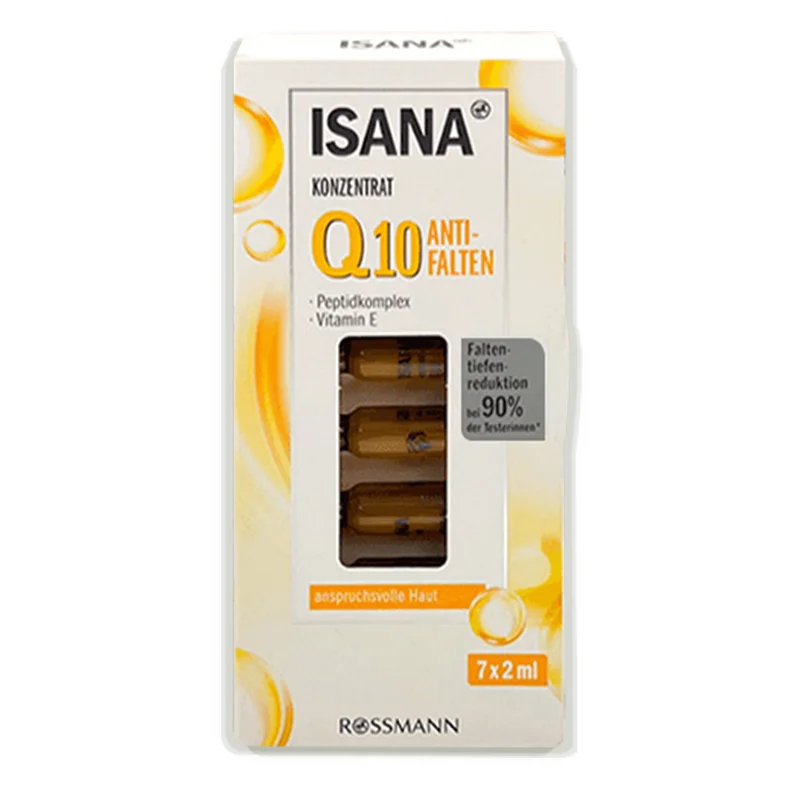 Germany Isana Q10 Serum 2ml*7pcs Firming Anti-wrinkle Fade Fine Lines Brightening Hydration Facial Ampoule Anti-aging Skin Care