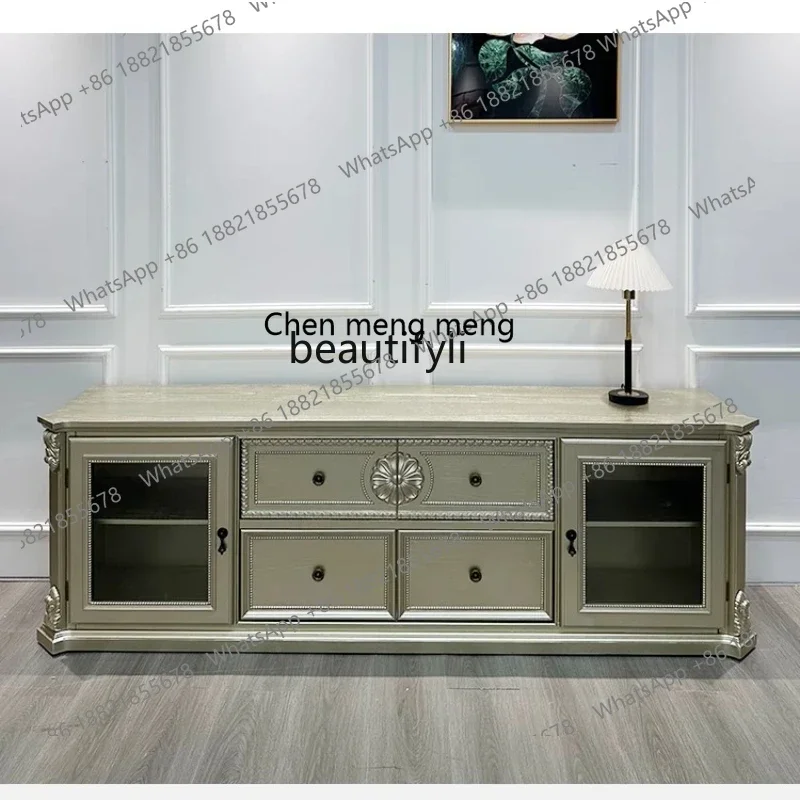 

ss1001 Американский светлый роскошный ТВ-шкаф из цельного дерева для гостиной, маленькой квартиры, современный простой ретро-старый напольный шкаф для хранения вещей