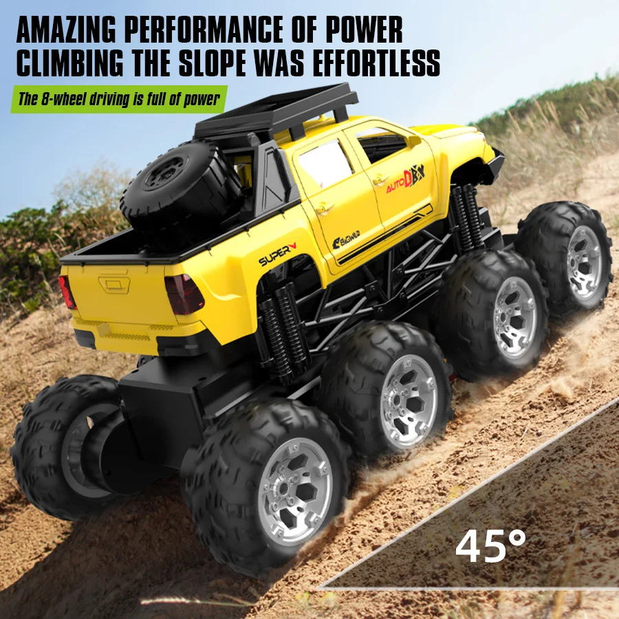 JJRC Q166 8x8 2.4G Rc Off Road Trucks Large Eight Wheel Multi Terrain Climbing Armored Vehicle Electric Toy Cars Prezent urodzinowy