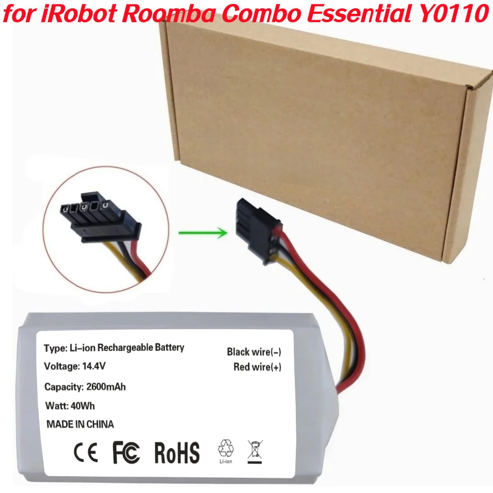 Replacement 14.4V 2600mAh Battery for Xiaomi Mop2 Lite Eufy L60 L50  IRobot Roomba Combo Essential.