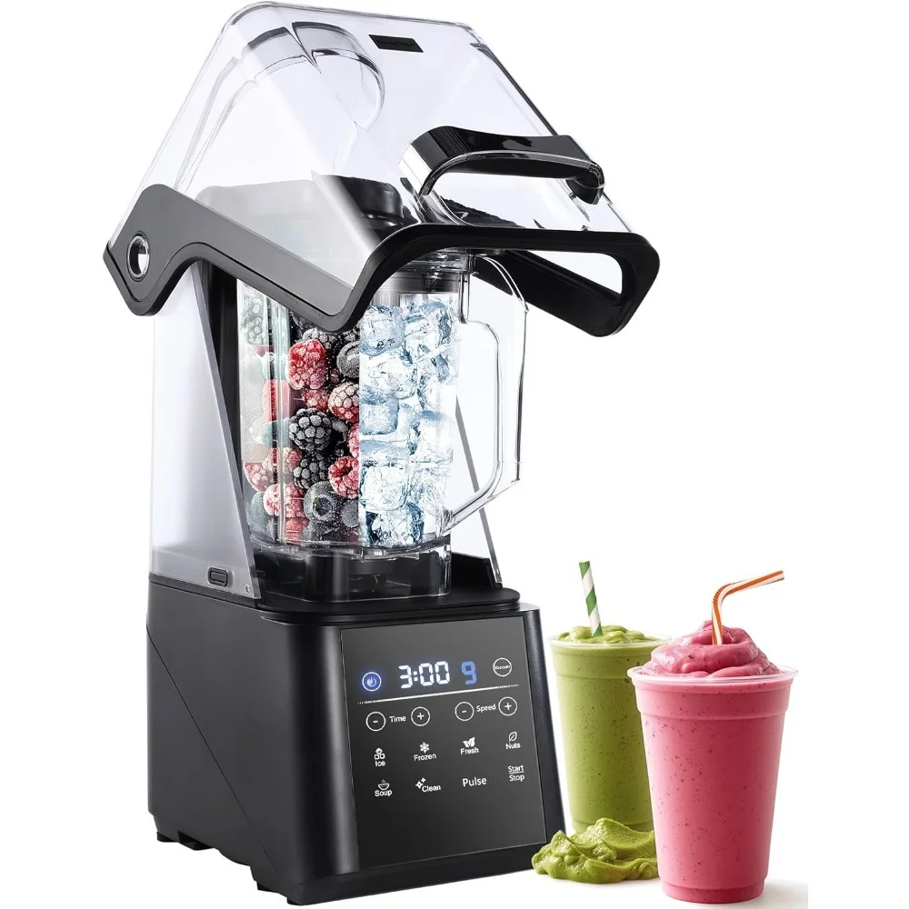 Commercial Blender, 1500W Vacuum Blender, Professional-Grade Quiet Shield,9 Speeds 6, Self-Cleaning, Mixer