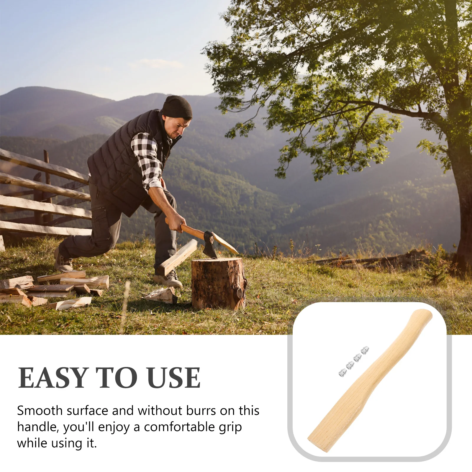 

1 set Wooden Axe Handle Replacement Short Hatchet Handle For Firewood Cutting Gardening Outdoor Use Polished Wood Axe Part