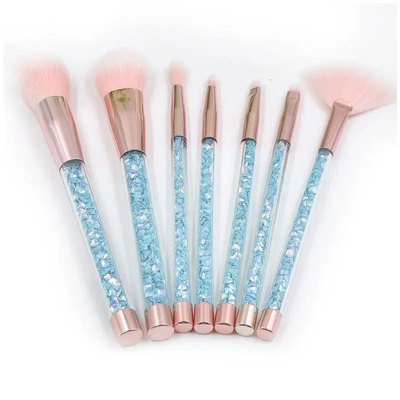 Set di pennelli per trucco con Glitter arcobaleno avanzato manico in cristallo fondotinta liquido Set di pennelli per trucco viso per sopracciglia Dream Girl