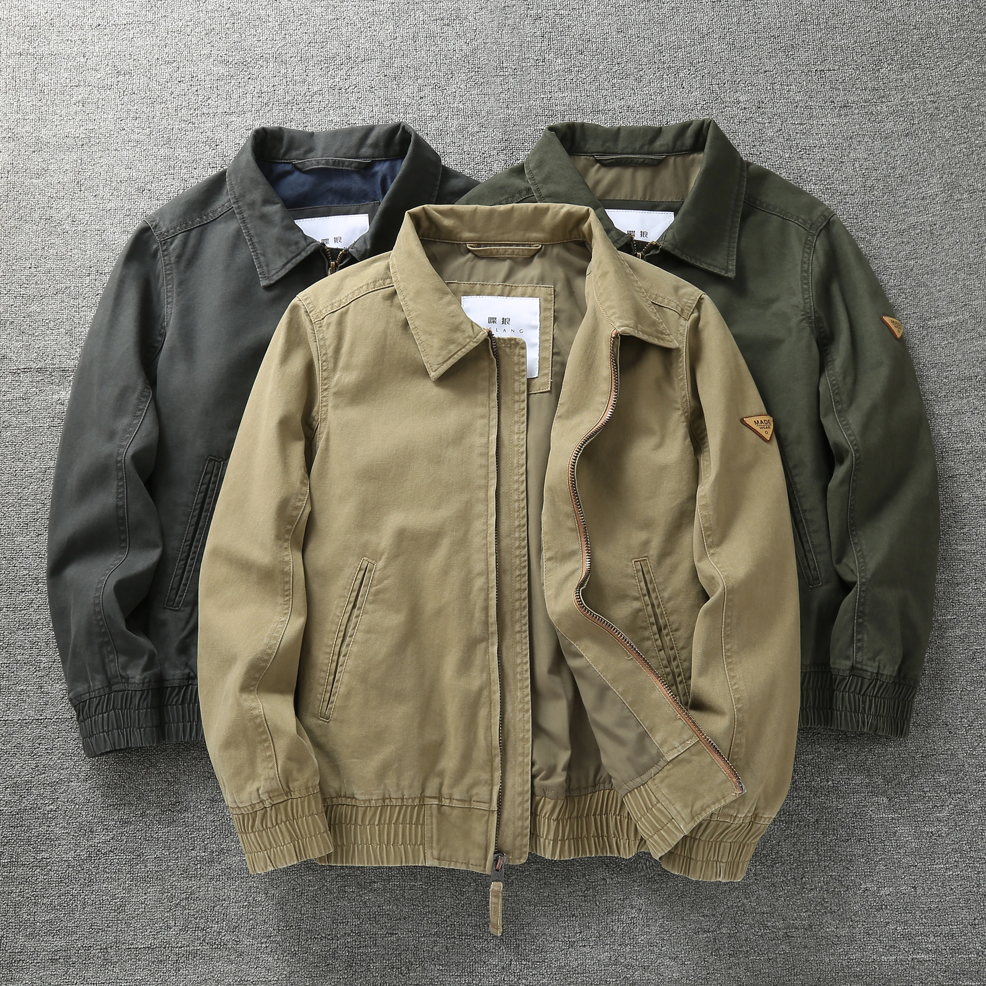 

Men's Autumn/Spring Casual Jacket, Retro Style Turn Down Collar Cargo Jackets, Solid Color Fashion Outerwear