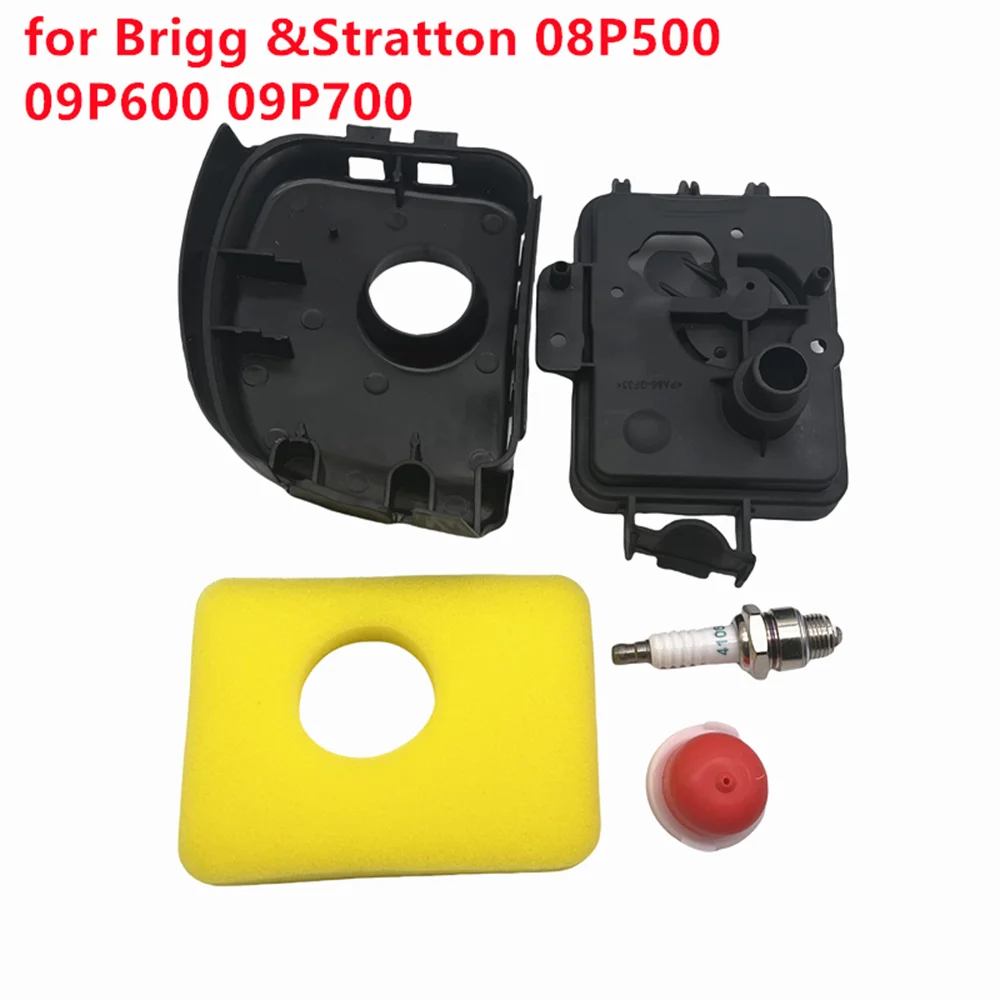 1kit Air Filter+Covver+Base Cover+Spark Plug for Brigg &Stratton 08P500 09P600 09P700 Replace 595660 590581 799579 594281 590584