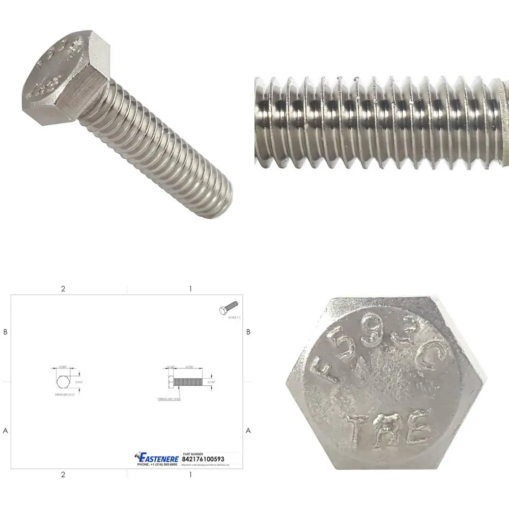 

Винты с шестигранной головкой из нержавеющей стали 18–8, полная резьба 10–32 x 3/4, простая отделка, плоская точка, упаковка 500 шт.