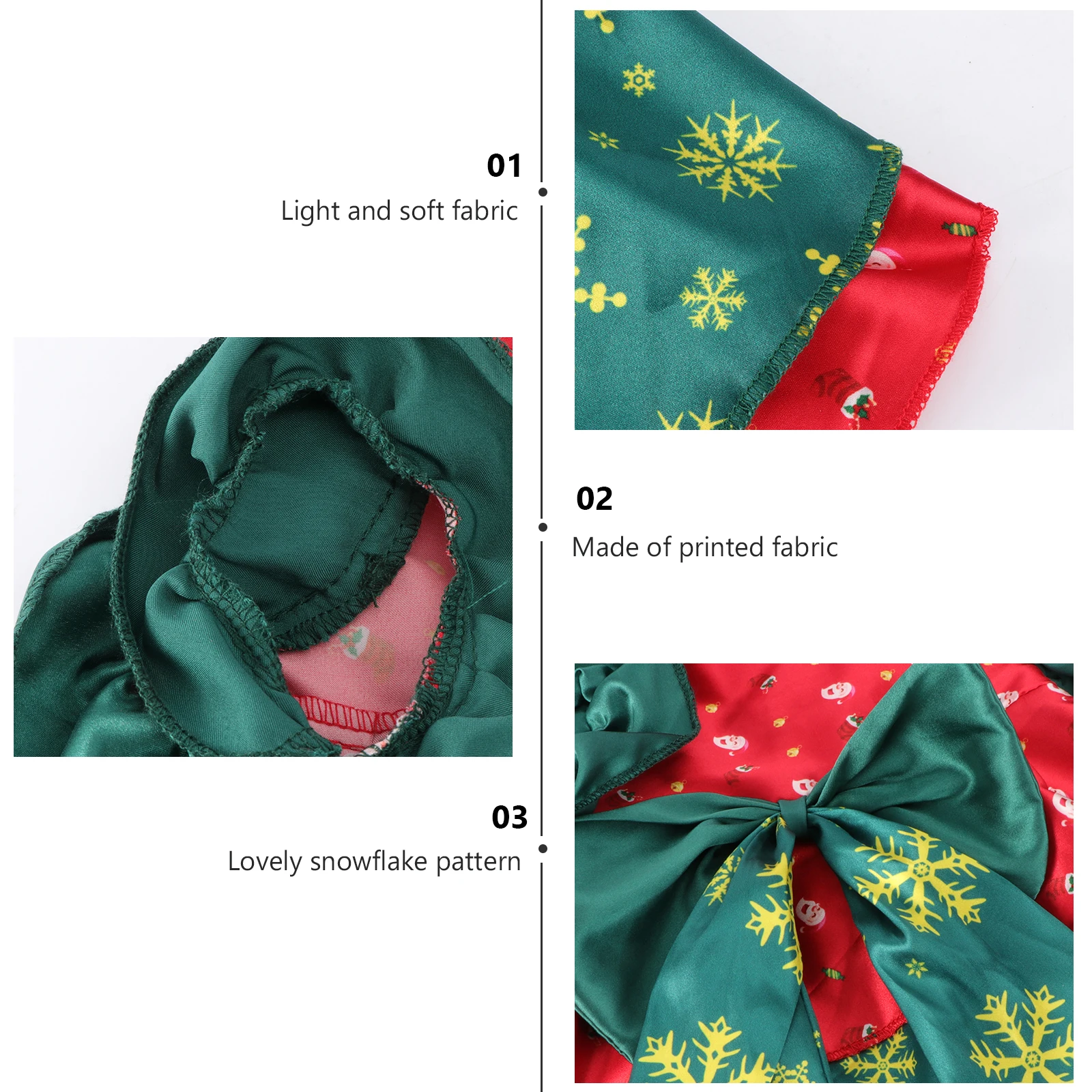 

Christmas Pet Clothes Xmas for Cat Pretty Dress Santa Dog Stretch Satin Calico Costume