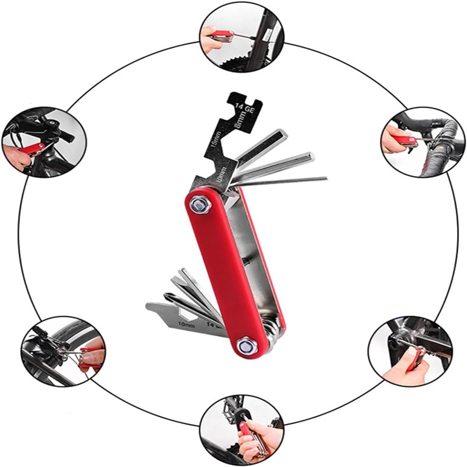 Portable and Compact 13-in-1 Multifunctional Bicycle Repair Tool Set - Ideal for on-the-go Fixes. Featuring an Essential Foldabl