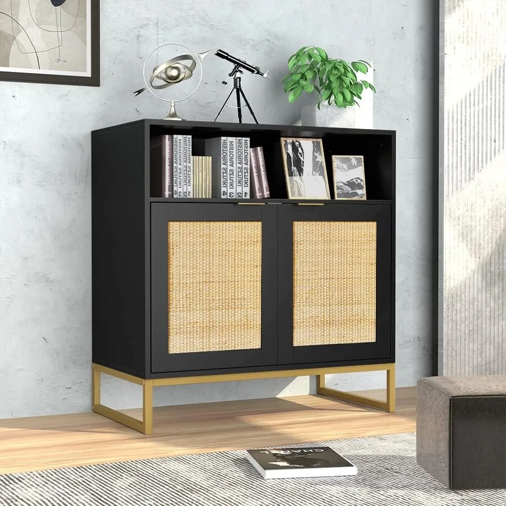 XMSJ Living Room Cabinets, Rattan Cabinet Chest of Drawers Cabinets for The Furniture Storage Locker Home, Living Room Cabinets