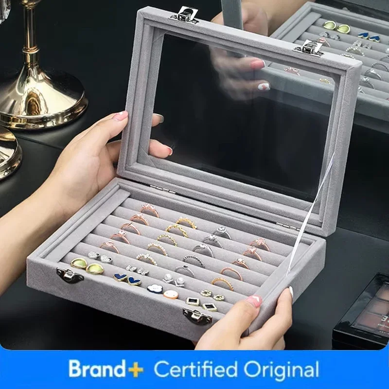 Ring Flanell Schmuck Lagerung Box Hohe Kapazität Mit Abdeckung Staub-Proof Schmuck Display Organizer Box Hochzeit Geschenke Für Frau frauen