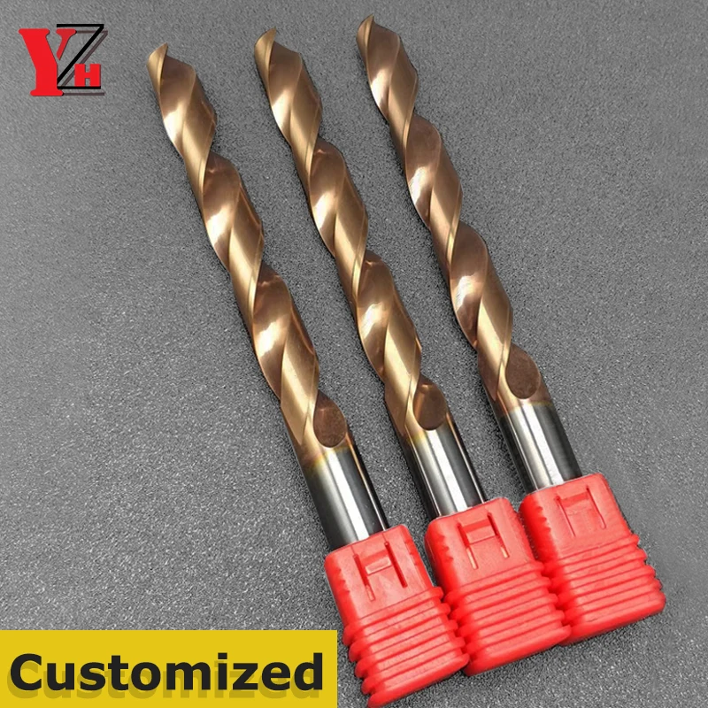 Customized Total Length 260mm 210mm HRC55 CNC Straight Handle Drilling Hole For Metal