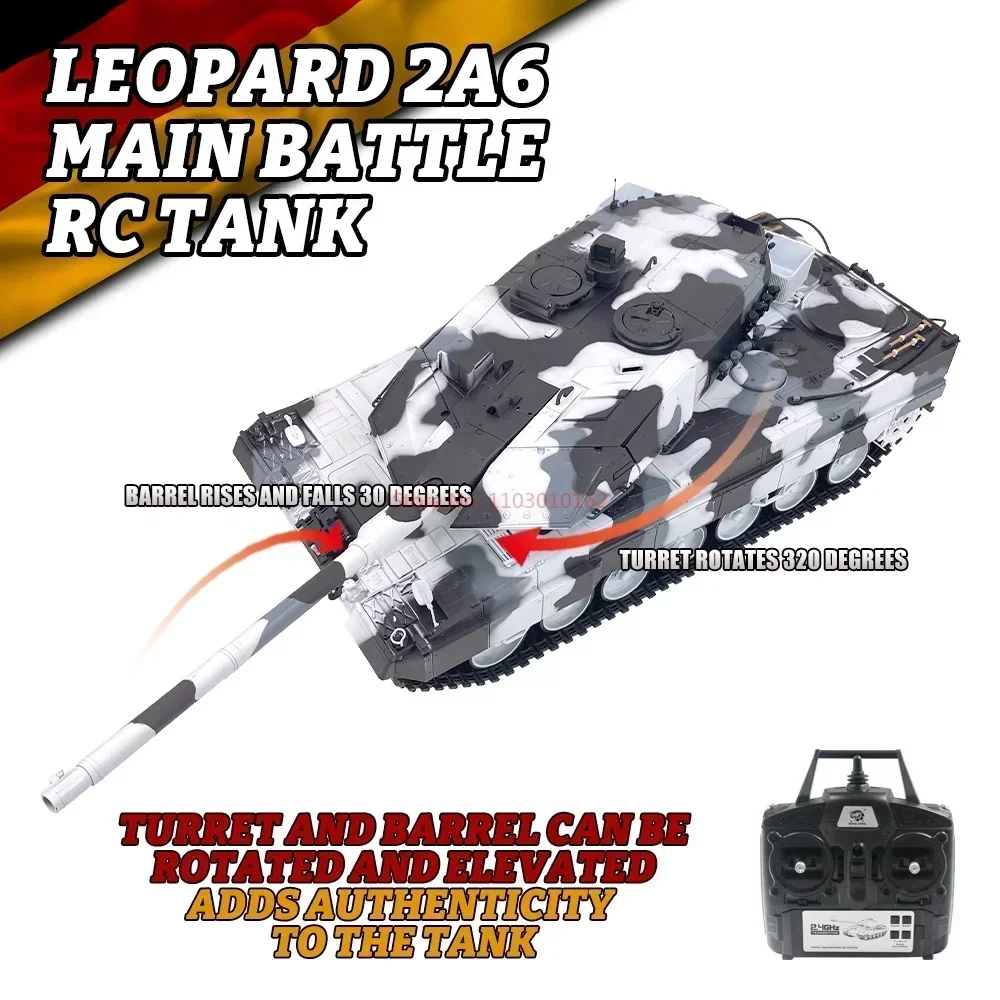 Alemão Leopard Heavy Controle Remoto Tanque Smoke Toy Modelo, Grande Veículo de Combate, Presente Kid, Leopard 3889, 2a6