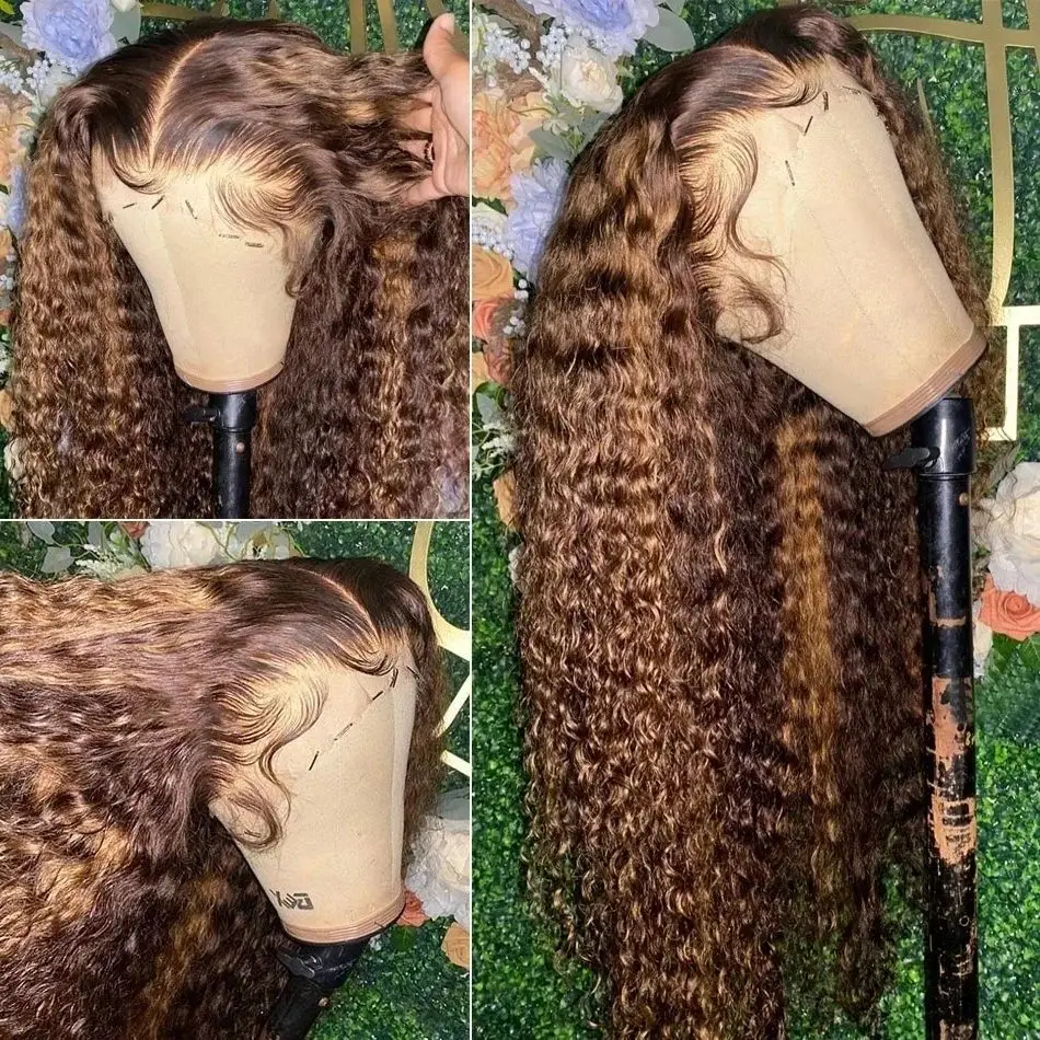 Wulala Highlight Curly Wig 13x6 Hd Deep Wave Lace Frontal Wig 13x4 Water Wave Frontal Wig Human Hair Wigs Colored Honey Blonde