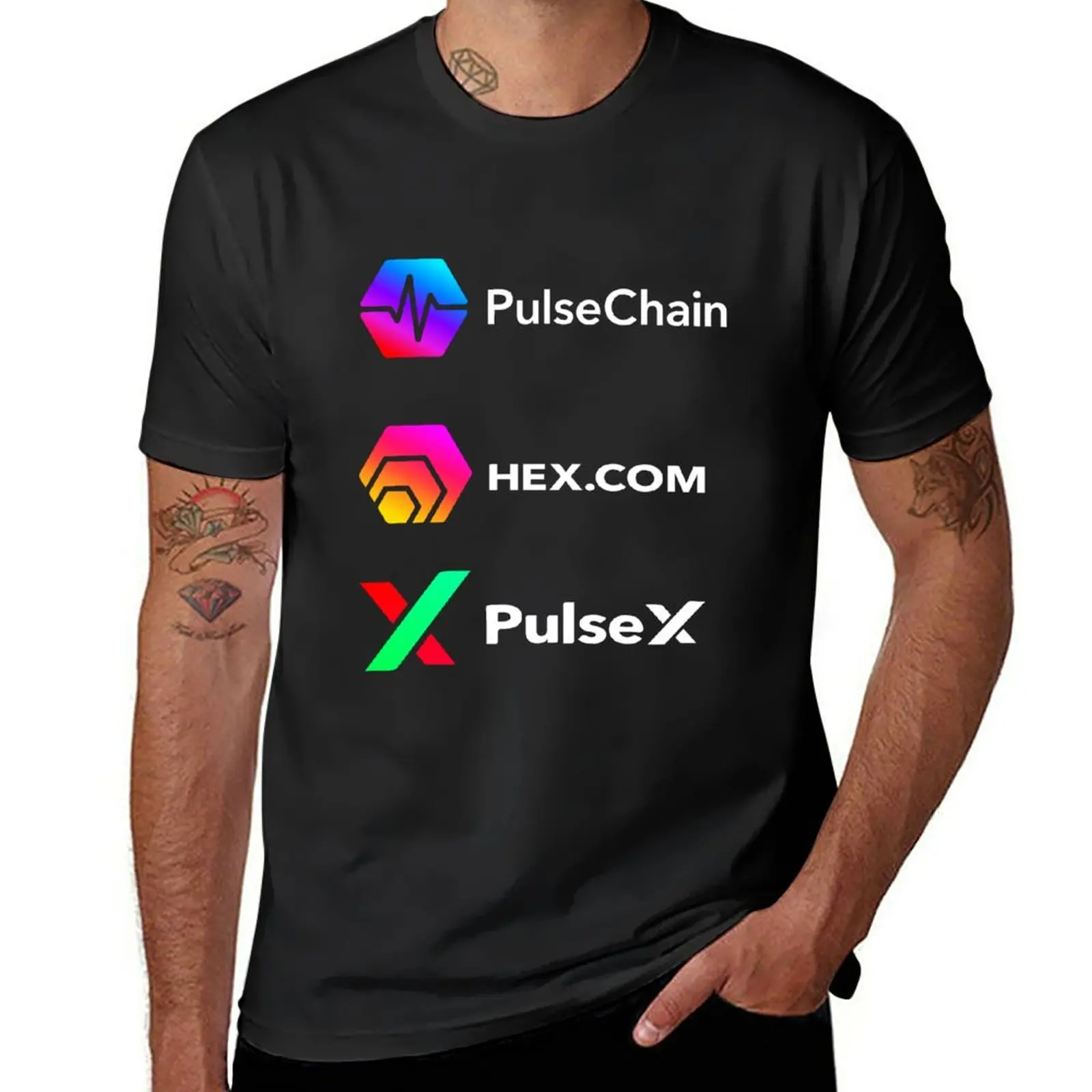 

Шестигранная цепь PulseX PLSX криптовалютический логотип Шестигранная цепь футболки одежда для хиппи футболка для мужчин