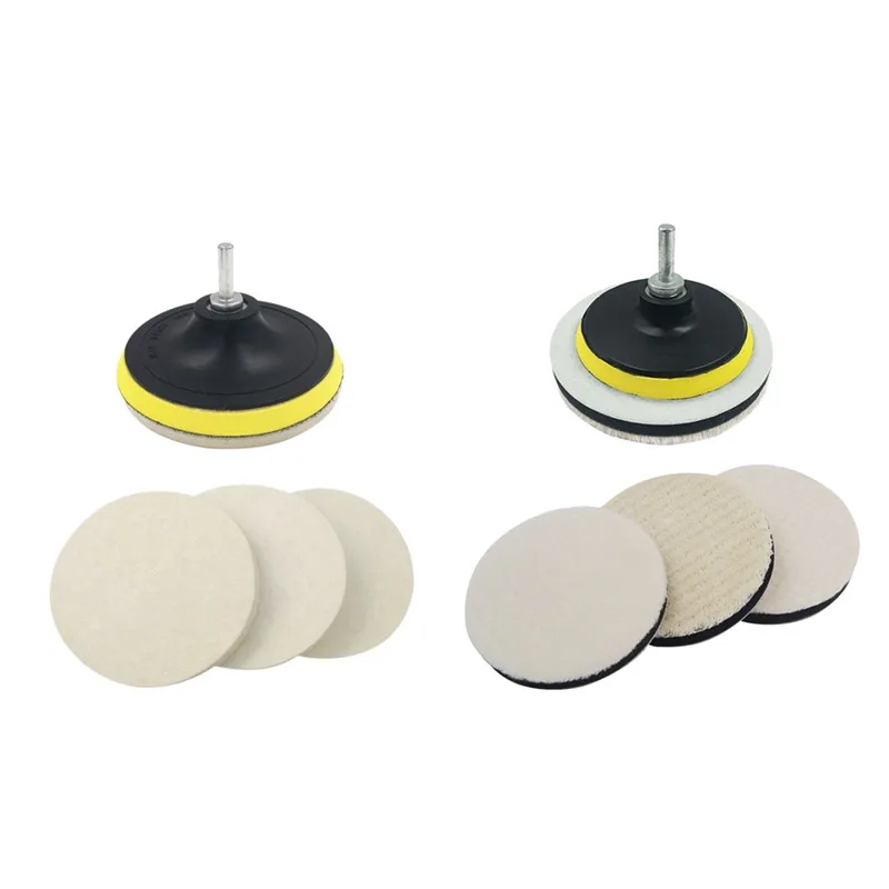 NEW-3Pcs 5Inch Wool Polishing Buffing Pad Bonnets And Backing Pad With Drill Adapter Kit For Polishing Auto Car Glass Plastic Me