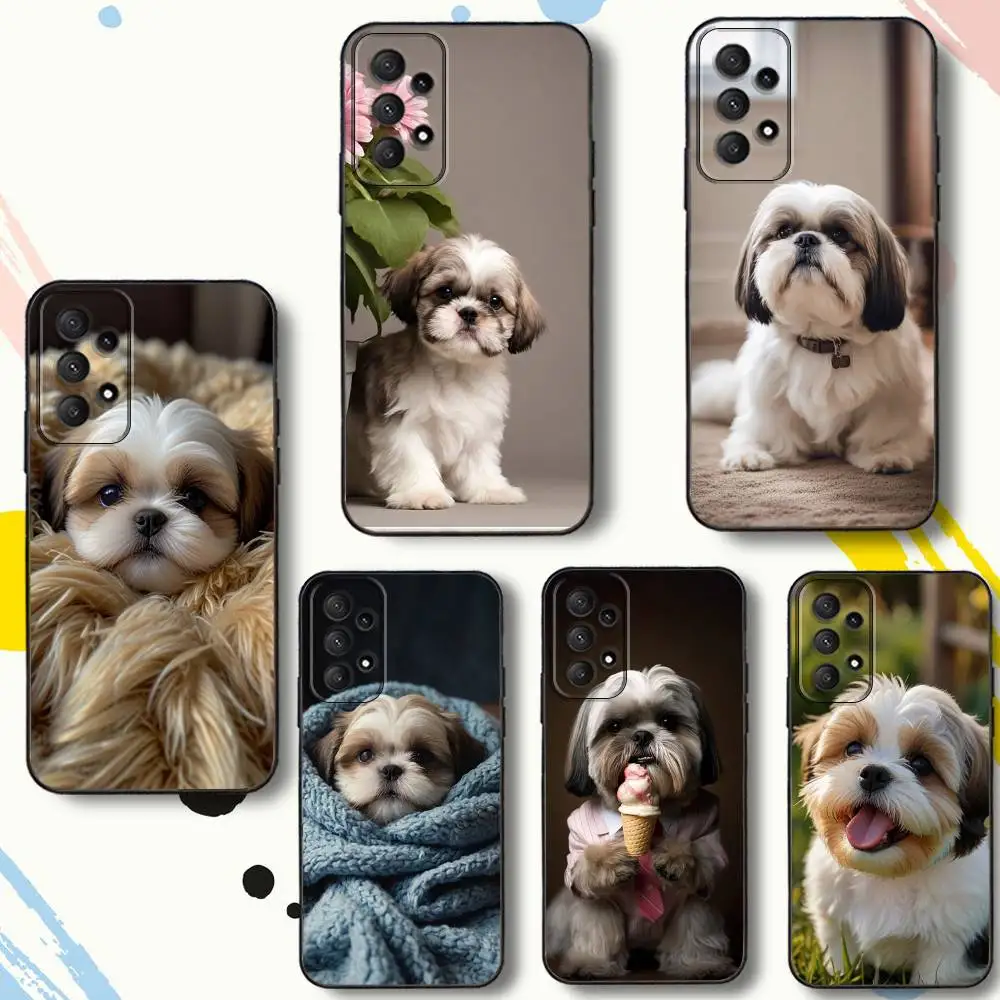 

cute S-Shih Tzu Dog Pet Phone Case For Samsung Galaxy A 80,72,73,91,53,22,51,52,5G,Plus,J,Note Soft Black Cover
