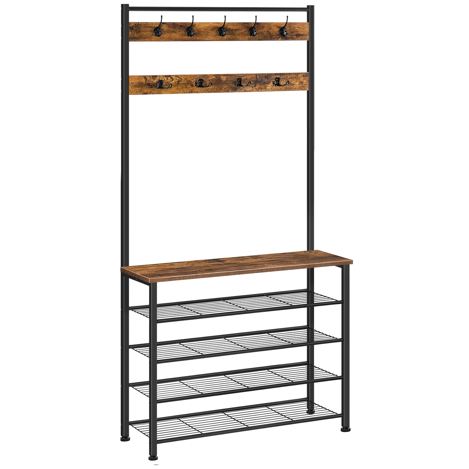 Kapstok, Garderobe met schoenenopbergruimte, Vrijstaande garderobe met 9 haken, Schoenen- en kapstok voor gang, entree