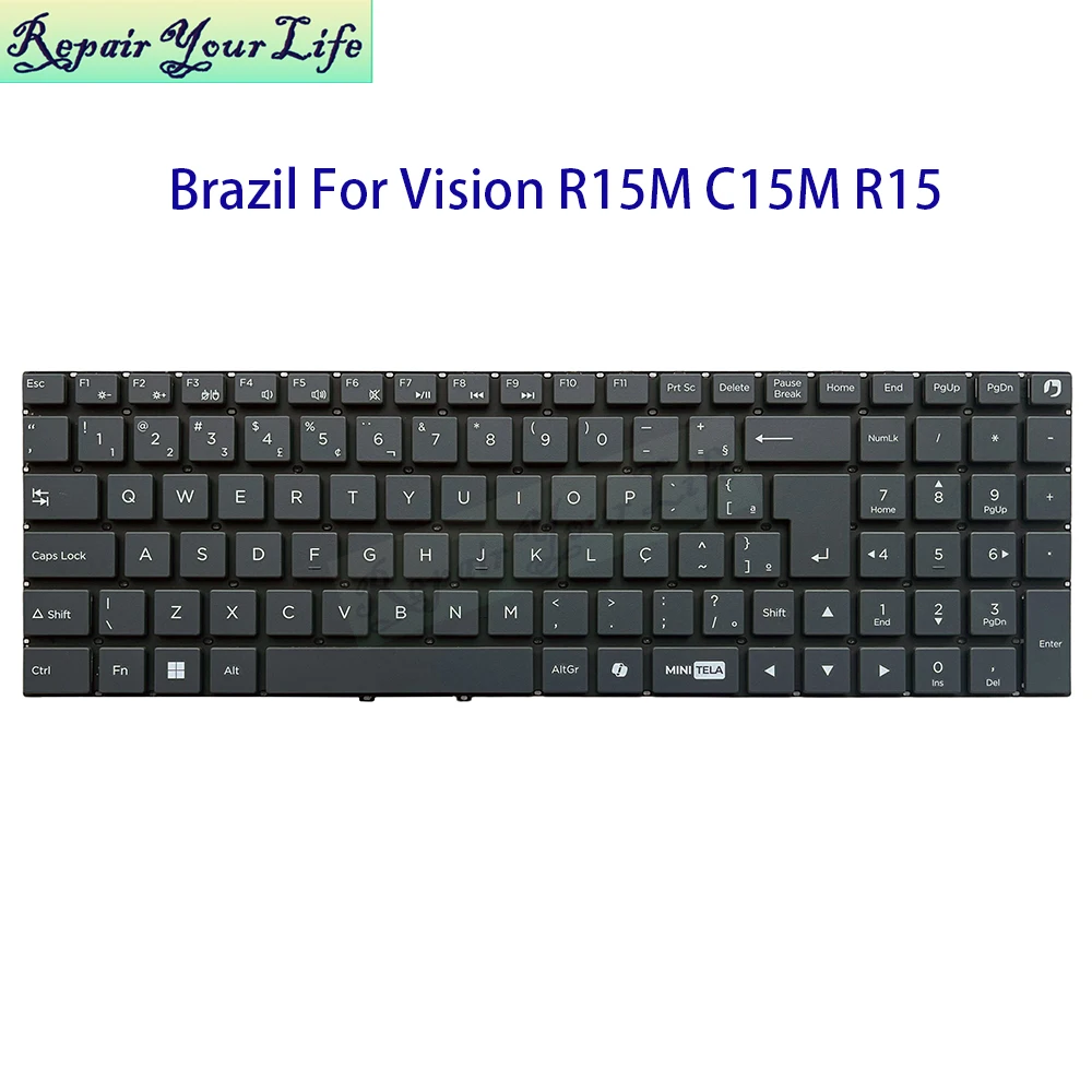 

PT-BR Бразильская бразильская клавиатура для Positivo Vision R15M C15M R15 PT-BR BRA Notebook Teclado без подсветки Серые колпачки для клавиш Новинка