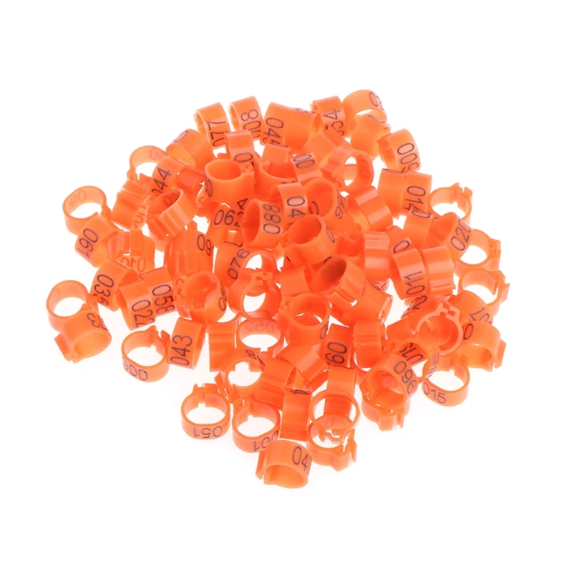 100 Count Chicken Leg Rings 6 Colors 10mm Leg Bands Small Poultry Clip-on Foot Rings for Ducks Pigeons Dropsale