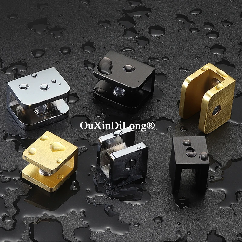 

10PCS Solid Brass Glass Clamps Shower Shelves Clip Support Brackets Board Frame Glass Shelves Clips for 5-8mm/8-10mm/ 10-12mm