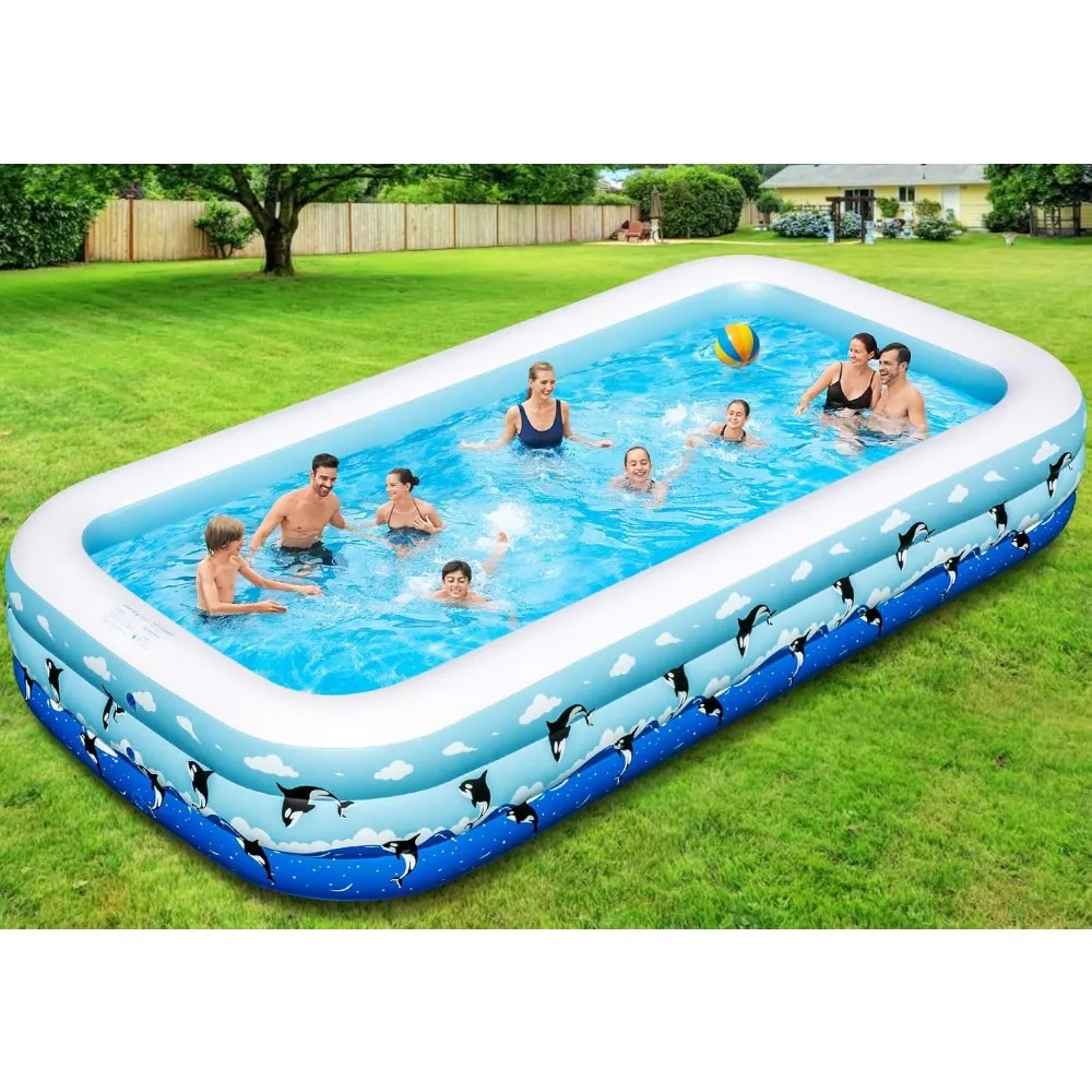 

Inflatable Pool for Kids and Adults, 145" X 74" X 22" Large Inflatable Swimming Pool for Kids,Adult, Blow up Pools，Durable Thick