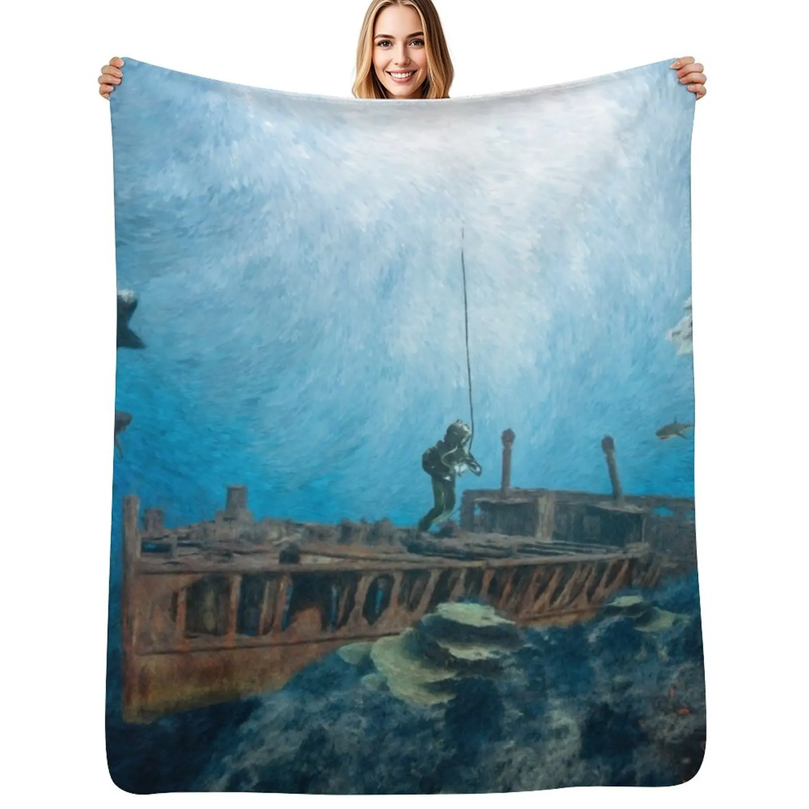 Deep Sea Diver Throw Blanket Men's Soft Warm Throw Blanket for Couch
