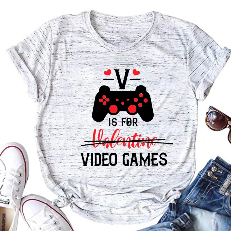 

Video Game Valentine Shirt Boys Valentine Shirt V Is for Video Games Valentines Day Shirt Vintage Shirts for Women Casual M