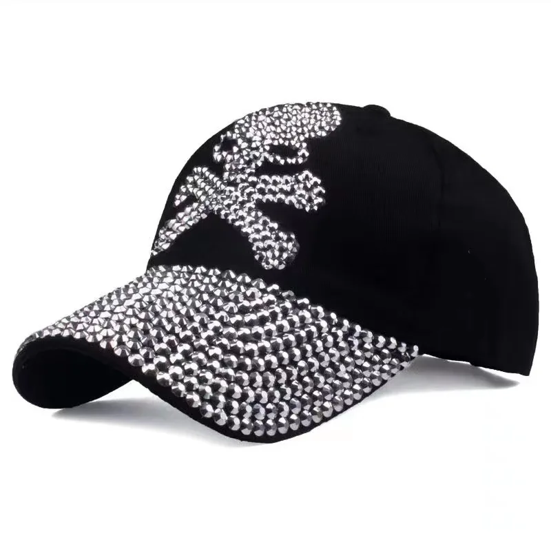 2024 Women's Fashion Diamond-encrusted Cowboy Baseball Cap Sunshade Cap Casual Street Casual Elastic-cap Sunblock Cap