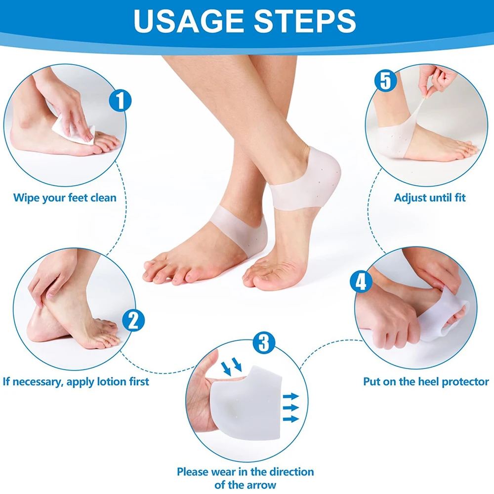 سيليكون ترطيب كعب الأكمام الشتاء الجاف الكراك الوقاية من هلام كعب حامي لتخفيف الآلام وسادة منصات للكعوب حفز