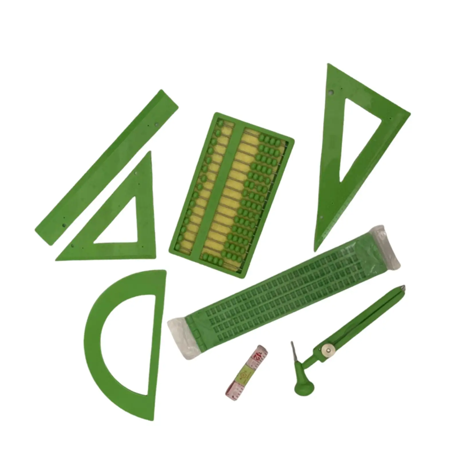 9 Pieces Generic Blind Triangle Ruler Set Sturdy Teaching Supplies Tactile Measuring Tool for Classroom Office School People