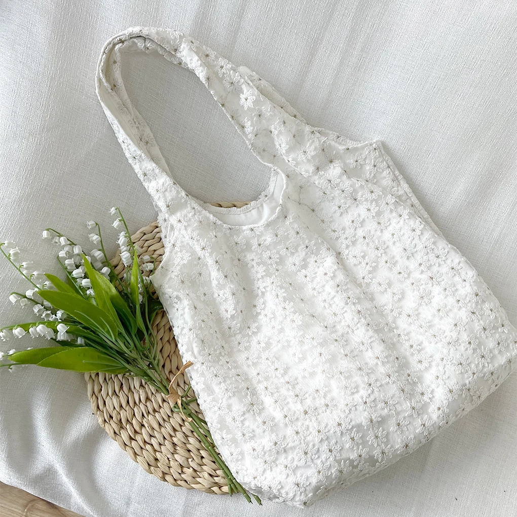 

Retro Daisy Lace Shoulder Bags for Women Sweet Flower Embroidery Ladies Vest Shopping Bag Portable Female Tote Purse Handbags