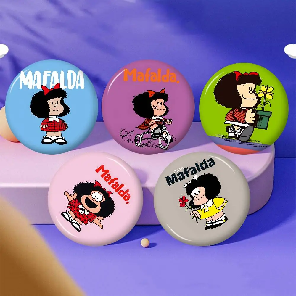 M-Mafalda Socially-Conscious-Comic 58mm Animals Funny Brooches Badge Backpack Clothes Gift Accessory
