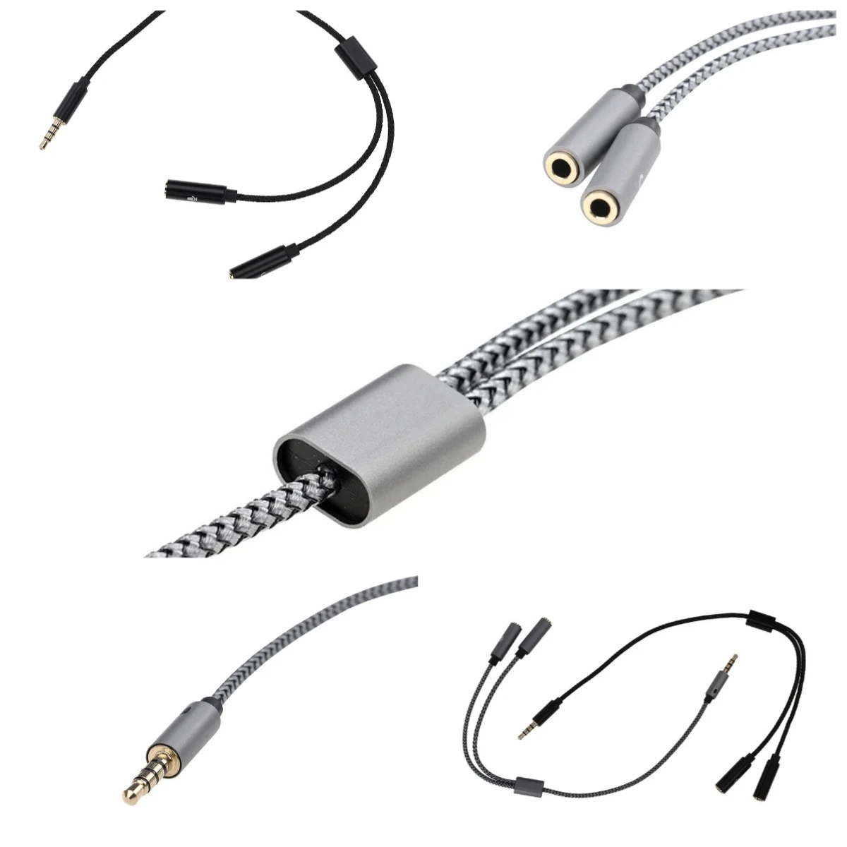 

300pcs 28cm Audio Cable 3.5mm 1 Male to 2 Female Mic Y Splitter Aux Wire Cord for Phone MP3 Headphone Laptop PC