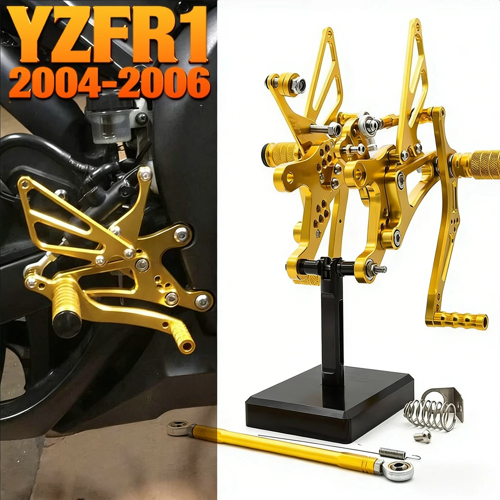 

For Yamaha YZFR1 YZF R1 YZF-R1 2004 2005 2006 CNC Motorcycle Adjustable Rearset Footrests Foot Rest Foot Pegs Pedal