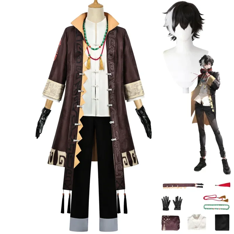 

FC6Anime Game Dragon Return Candle Cosplay Costume Wig Chinese Style Long Coat Uniform Full Set Adult Man Traditional Festi@FC8！