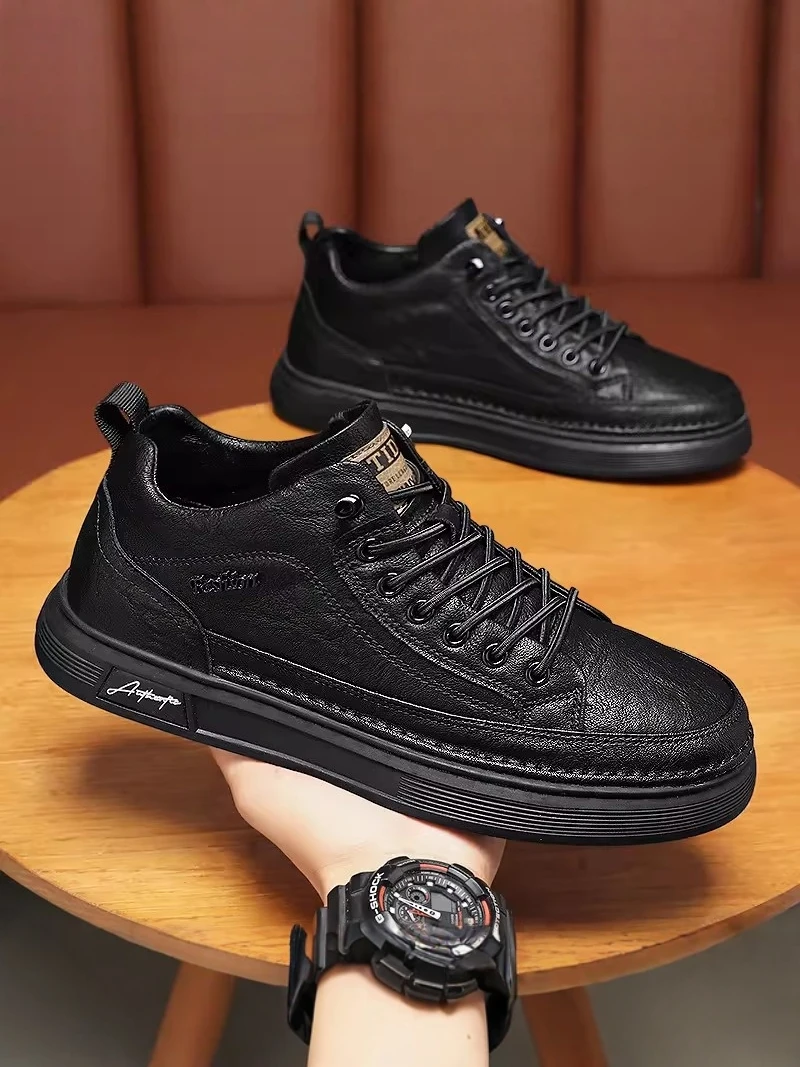 

Men's Casual Sport Shoes Anti-Slip Work Leather Shoes Spring Autumn Seasonal Wear-Resistant Labor Protection Trendy Shoes