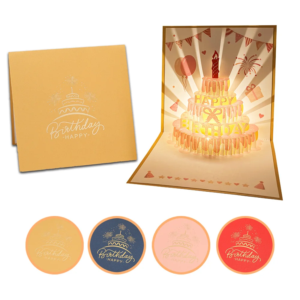 

3D Pop-up Birthday Greeting Card with Music & Lights | Glowing Cake Design | Colorful Celebration Card for BDAY | Surprise Gift