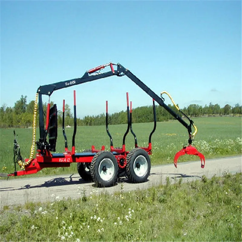 Customized Forest Log Trailer With Crane For Tractor Wood Saw Machines