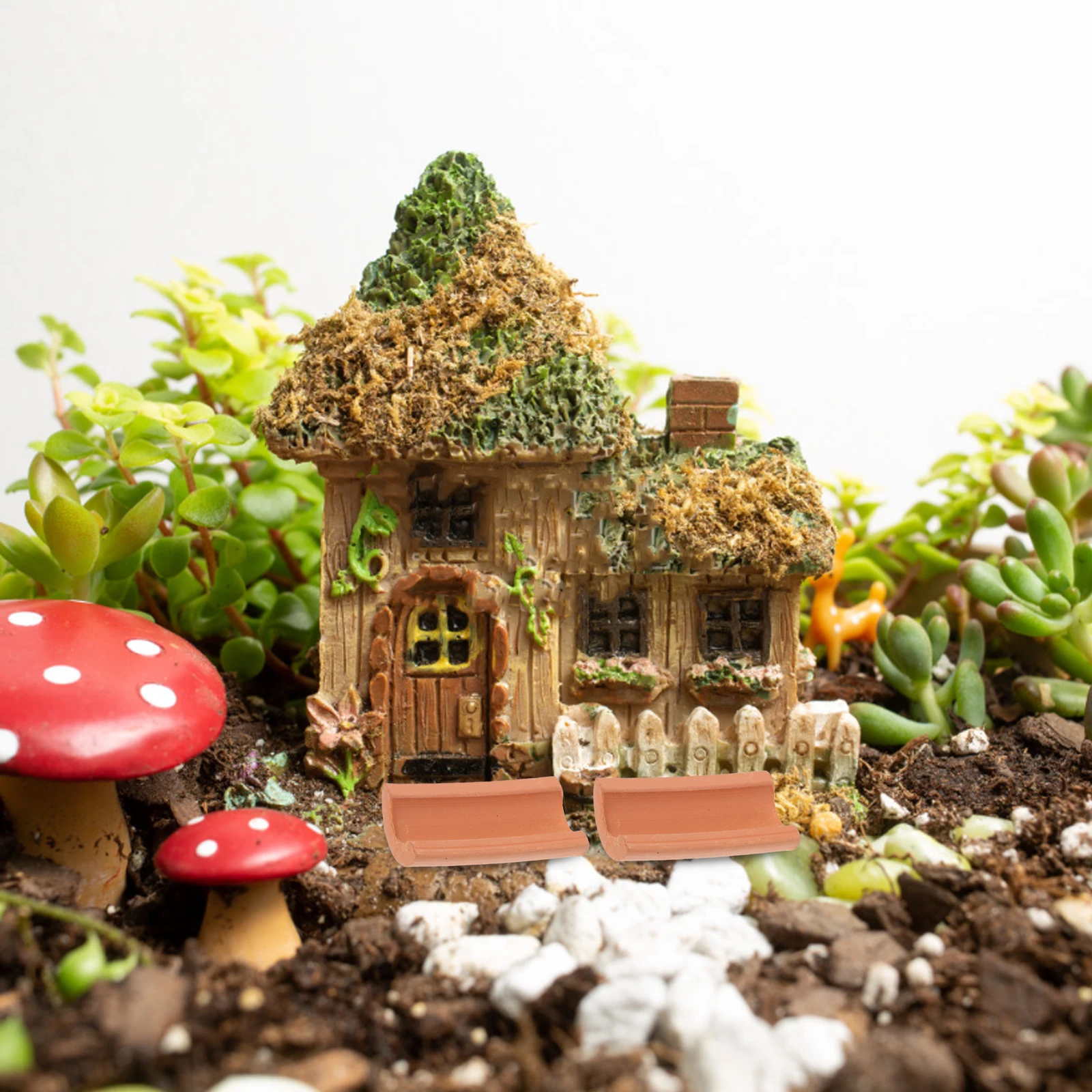 

50pcs Micro Landscape Decoration Miniature Brick Realistic Design Durable Material Self Adhesive Dollhouse Tile Mini Tiles Roof