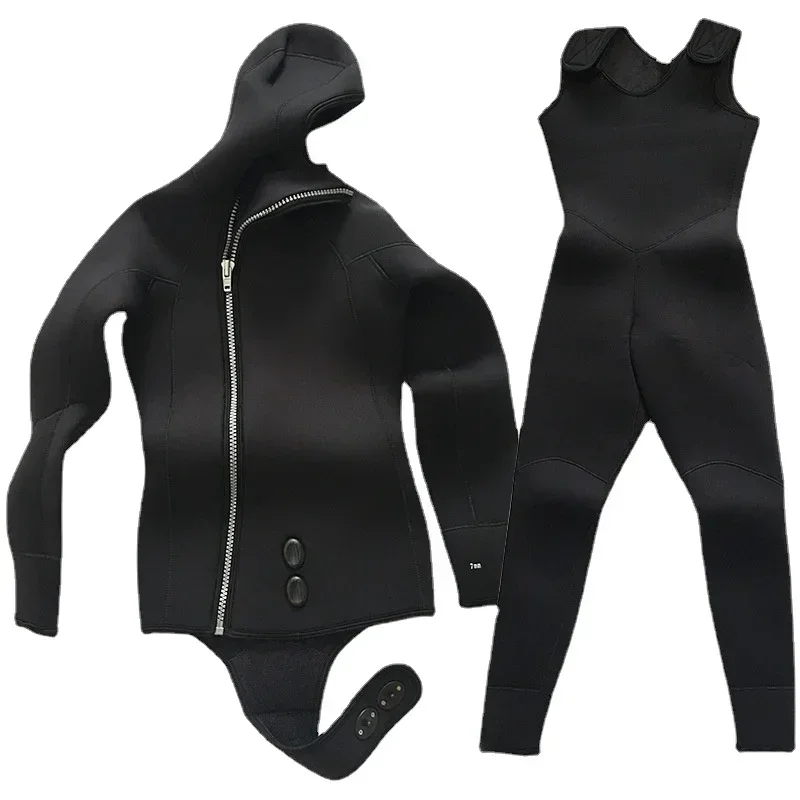 Men's 7mm Neoprene Wetsuit 2 Pieces Scauba Diving Spearfishing Suit 7mm Wetsuits Hoodie Men Wetsuit