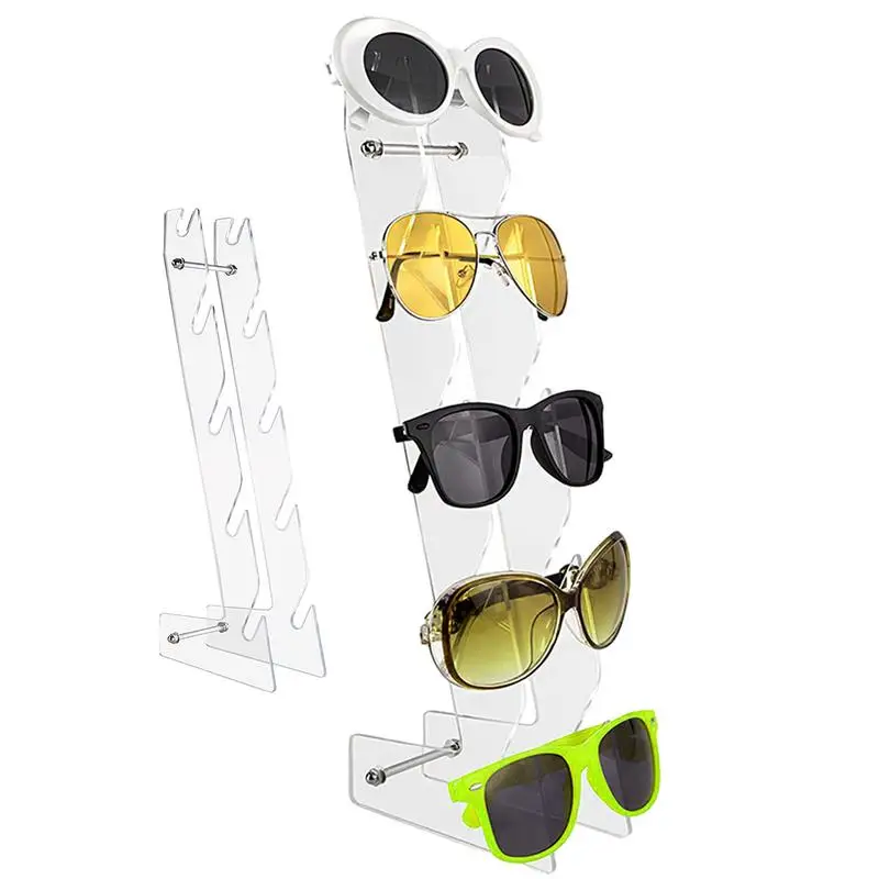 แว่นตากันแดดOrganizer 5 ชั้นกรอบแว่นตาRiserจอแสดงผลโปร่งใสเดสก์ท็อปอะคริลิคแว่นตากันแดดผู้ถือสําหรับห้องนอนหน้าแรก