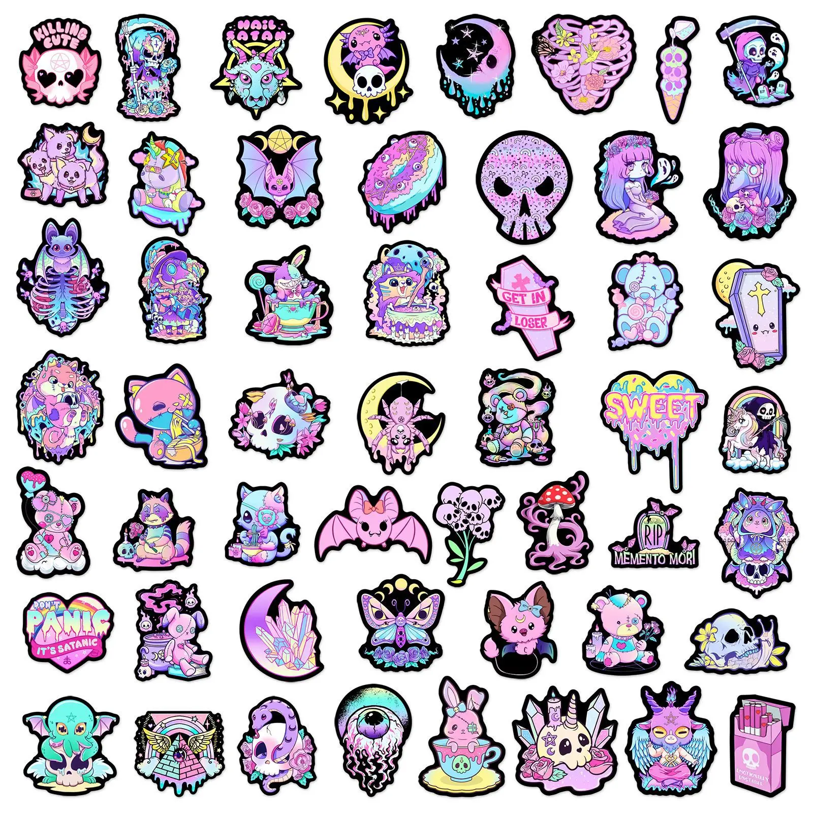 50pcs Purple Gothic Art Series Graffiti Stickers Suitable for Helmets Desktop Wall Decoration DIY Sticker Pack Wholesale