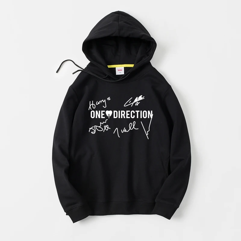 

Худи One Direction с автографом, свободного кроя, с круглым вырезом, из хлопка и полиэстера, повседневная одежда для подростков