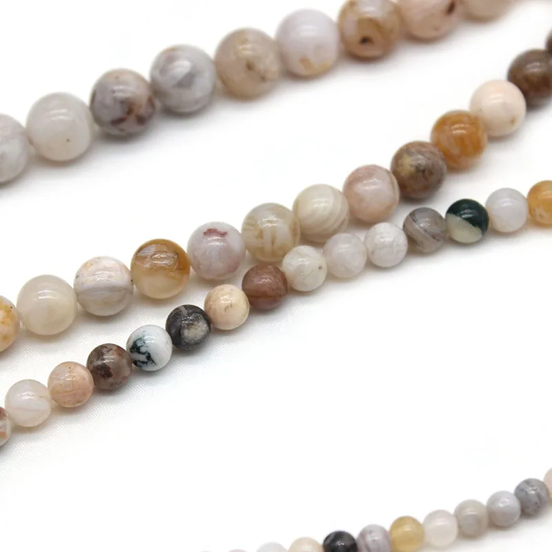 Natural Stone Bamboo Leaf Carnelian Agates Onyx  Round Loose Spacer Beads For Jewelry Making DIY Bracelet Necklace 4/6/8/10/12MM