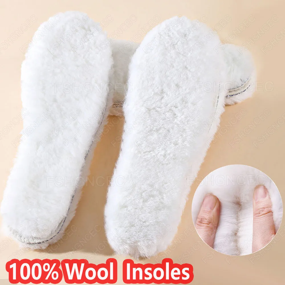 

2 Pairs Genuine Thick Sheepskin Fleece Insoles for Shoes Woman Man Winter Feet Warm Insole Premium Fluffy Wool Shoe Soles