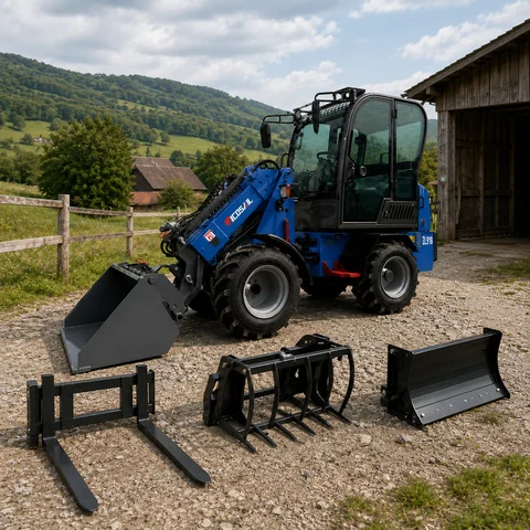 0.8 Ton Compact Wheel Loader Telescopic Loader Kubota Engine Farm Use Machine