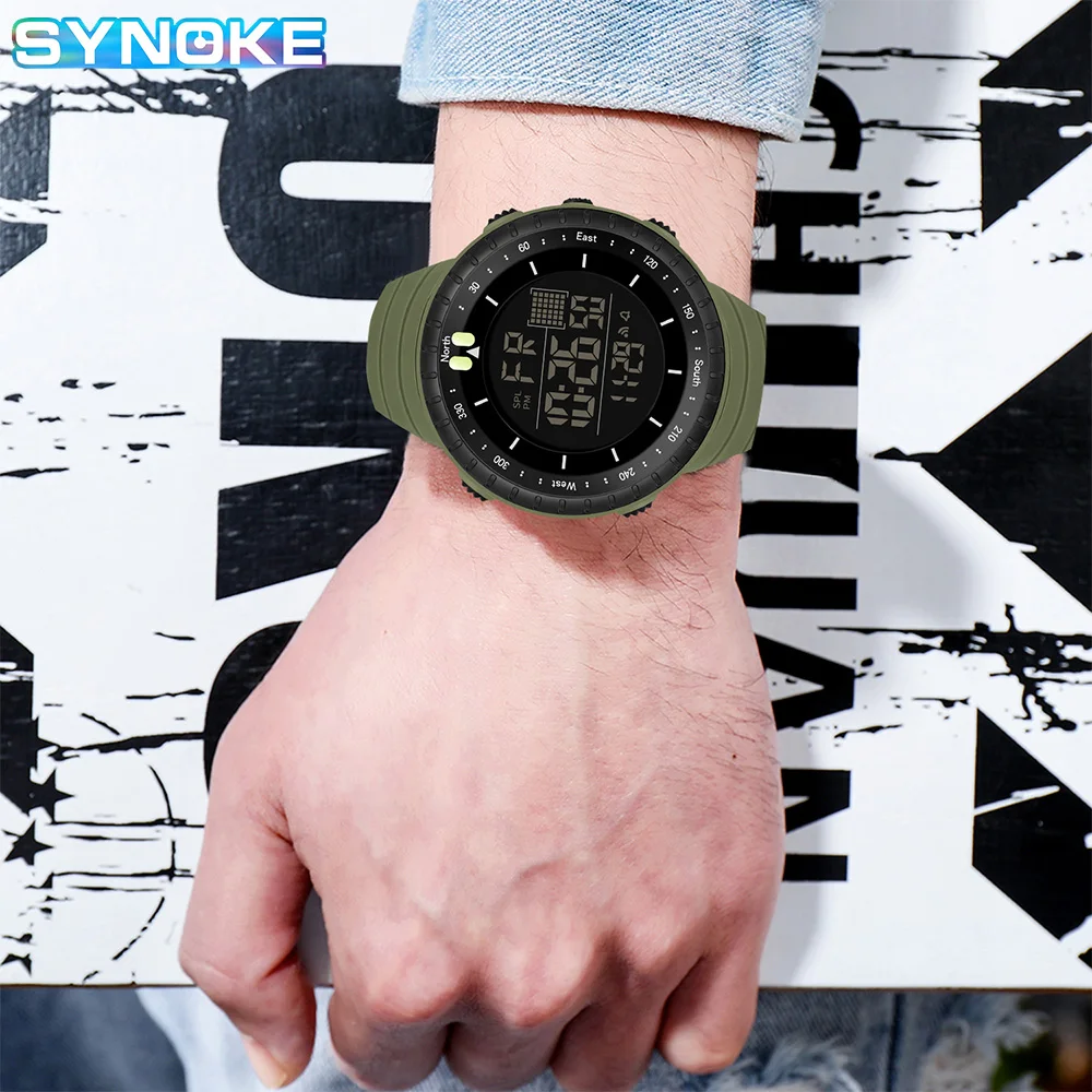 SYNOKE Outdoor Military Digital Watch For Men Fashion Retro Men Watch Sports Waterproof Men Watch Multifunctional Handsome Men