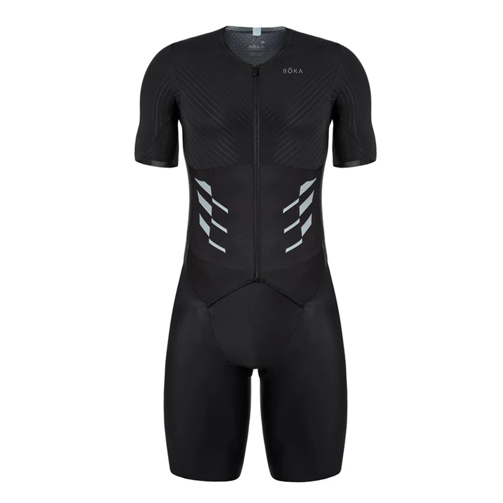 Summer ROKA Triathlon Skinsuit Men's Short Sleeve Tights Cycling Suit MTB Ropa Ciclismo Elastic Bike Running One Piece Bodysuit