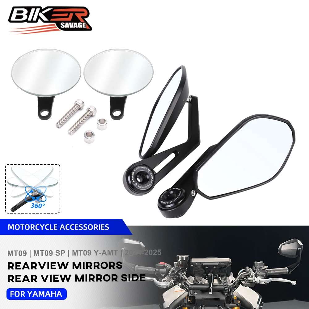 

MT09 Y-AMT Rearview Mirrors Side For Yamaha MT-09 SP MT09 2024-2025 Motorcycle Accessories 360 Degree Adjustable Rearview Mirror