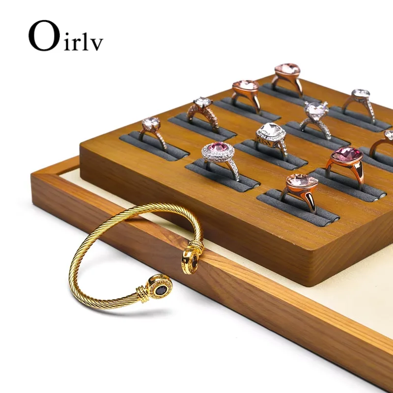 

Oirlv Wooden Jewelry Tray Display Stand Solid Wood Jewelry Tray With Dividers Display Ring Earring Bracelet Wooden Jewelry Trays